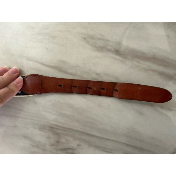 Leather Man Ltd Navy Made in Connecticut Sailboat & Brown Leather Belt (42) - Picture 3 of 7